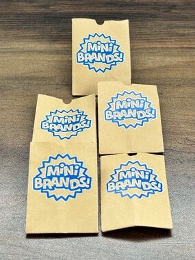 LOT Zuru Mini Brands Food Toys Brown Paper Grocery Shopping Bag Miniature Set 5